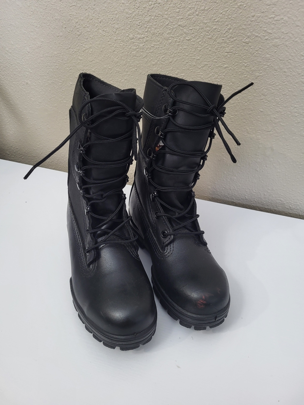 Bates Dura Shocks Boots Youth Big Kid Size 4 Black Lace Up Steel Toe